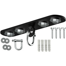 PUNCH BAG CEILING HOOK by Athletics Gear | 18-guage Heavy Duty Bracket, 10” Long, 4 Fixing Holes with D-Shackle Swivel & Fixings (10" Ceiling Hook)