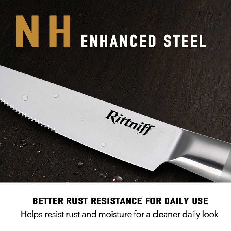 Steak Knives Set of 4, 5-Inch Serrated Stainless Steel Dinner
