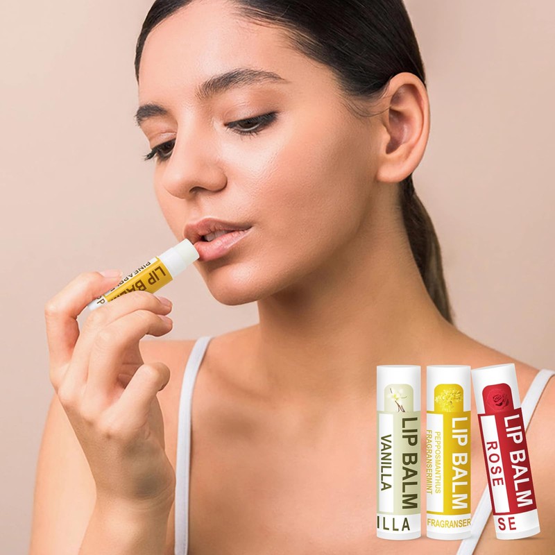 DMSKY 60 Pack Lip Balm, Natural Lip Balm Bulk, Moisturizing