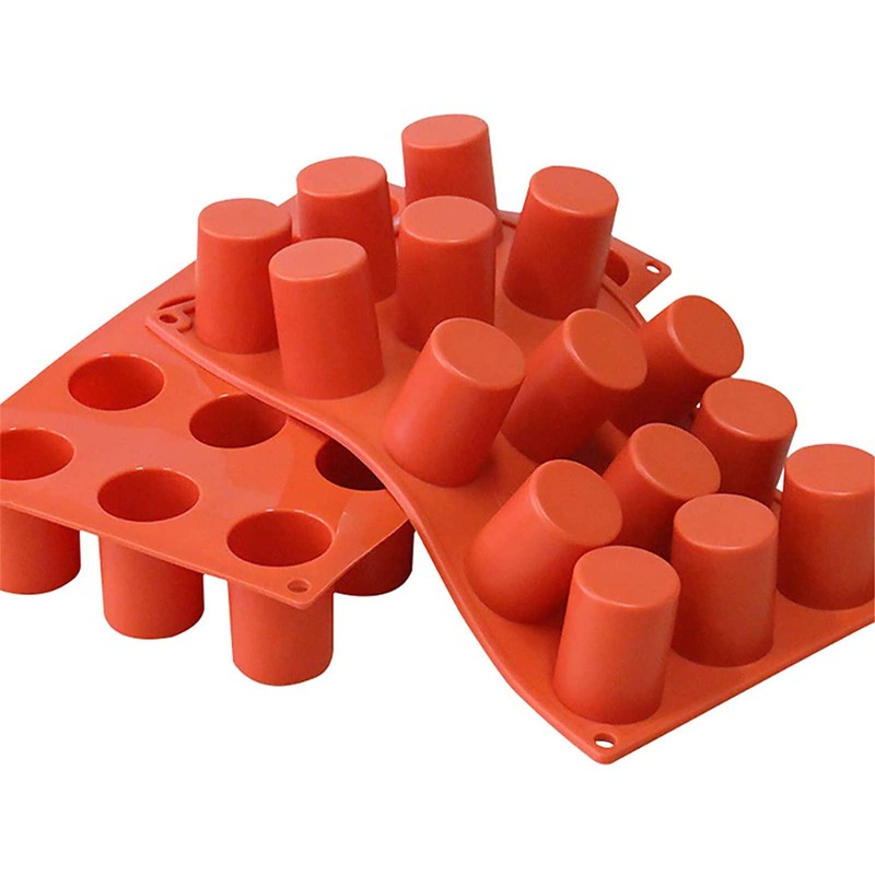 TOPYS 15 Cavities Cylindrical Fondant Silicone Mold DIY Cylinder Pastry