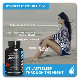 Advanced Bladder Control Supplements for Women & Men - Supports Urinary Tract Health - Helps Overactive Bladder & Urinary Tract Infection - Cranberry Pills w/Pumpkin Seed Oil Extract