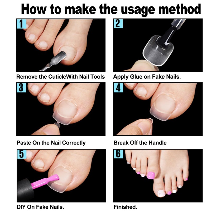 Pack of 120 Toenails Tips, Artificial Toe Toenails Sticking Nails