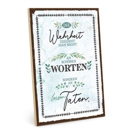 TypeStoff Wooden Sign with Saying - Truth - Vintage Look with Quote for Words and Deeds - HS-01276