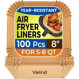Air Fryer Paper Liners: 100Pcs Parchment Paper, 8" Air Fryer Liner Disposable for Microwave, Non-Stick Square Air Fryer Basket Liner