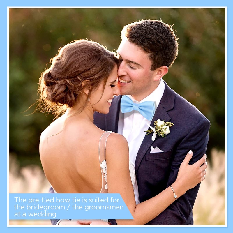 PAFUWEI Men's Pre-Tied Bow Tie, Tux Bowtie Solid Color Neck