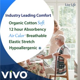 VIVO Organic Cotton Overnight Sensitive Skin Adult Incontinence Diaper Briefs with Tabs, Medium 22 Count