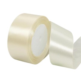 Cinta de satén beige de 1-1/2 pulgadas x 25 yardas, cinta de seda de tela de color sólido para envolver regalos de San Valentín, fabricación de lazos para el cabello, manualidades, ramos florales,