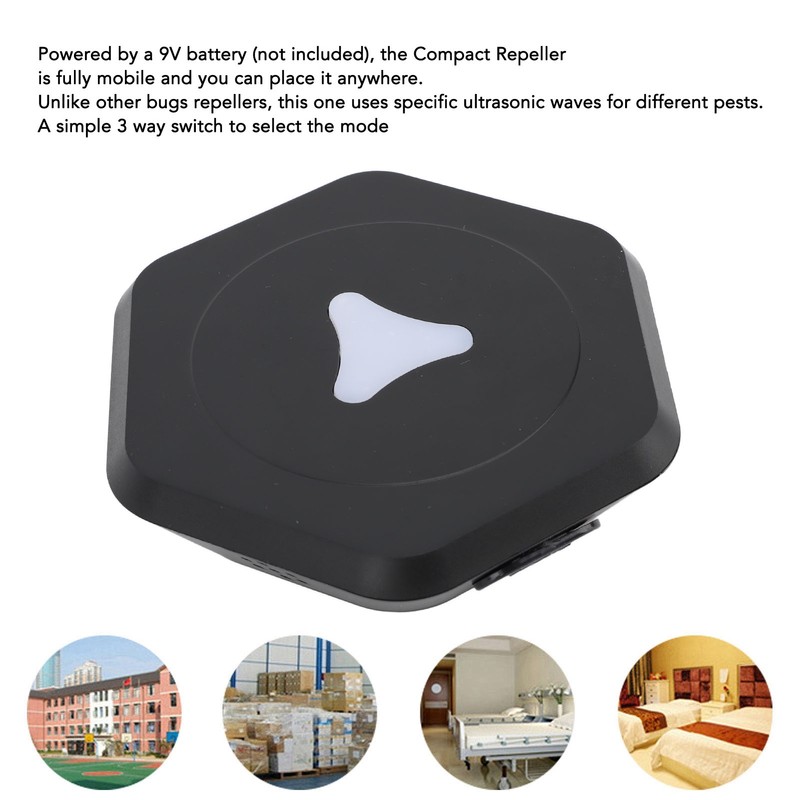 Ultrasonic Bugs Repeller Hex Shape Battery Powered Cordless 3 Modes
