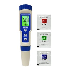 Ueomul Digital PH Meter 5 in 1 TDS EC Salt Content Temperature pH Tester High Precision Waterproof IP67 Multiparameter Tester Water pH Meter Automatic Temperature Compensation