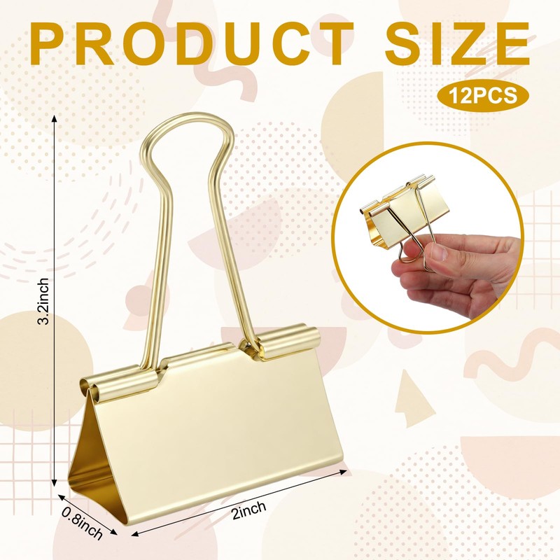 Frienda 12 Pack 2 Inch Extra Large Binder Clips, Big