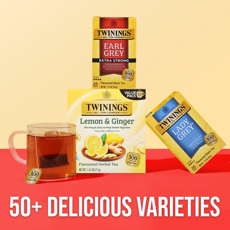 Twinings Earl Grey Extra Strong Black Tea Individually Wrapped Bags,