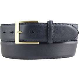 BELTINGER High Quality Denim Belt Made of Full Cowhide Leather with Golden Belt Buckle 4.0 cm | Cambered Leather Belt Men 40 mm | Jeans Belt Made in Italy, Navy, gold