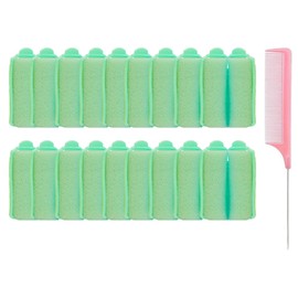 20 Pieces Foam Sponge Hair Curlers and Combs,Sponge Hair Rollers for Effortless,Flexible Sleeping Curlers, Not Hurt Hairdressing Curlers,Hair Styling Tools for Women Girls (Green, Small)