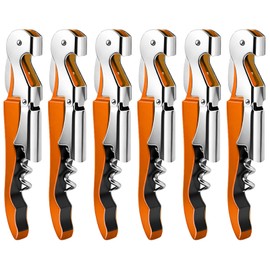 6 Pieces Professional Waiter Corkscrew Wine Openers, Orange Wine Keys Opener Stainless Steel Hinges Serrated Foil Cutter for Restaurant Waiters, Sommelier, Bartenders (Orange)