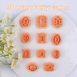 Puocaon Vintage Frame Clay Cutters - 11 Pcs Clay Cutters for Polymer Clay Earrings Jewelry, Mini Ornate Frame Clay Earring Cutters, Antique Picture Photo Portrait Clay Cutters for Jewelry Making