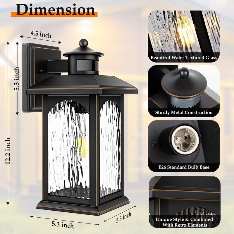 Motion Sensor Outdoor Lights - Retro Dusk to Dawn Outdoor