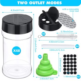 Mimorou 48 Pcs Clear Plastic Spice Jars Spice Bottles with Shaker Lids Plastic Season...