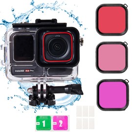 PCTC 197FT Waterproof Case for Insta360 Ace Pro with 3-Pack Dive Filters Accessories for Insta 360 Ace Pro Waterproof Case,Protective Underwater Dive Housing Shell with Bracket Accessories - Colour