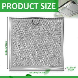 LemonRoad 6 Pcs Microwave Filter Replacement 6.81" x 6.34", Freshens and Filters Kitchen Air Entering The Over The Range Oven Stove Fan