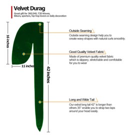 Dumrotite 2 Pieces Velvet Durags for 360 Waves, Silky Doo Rag Durag Head wraps with Extra Long Tail and Wide Straps for Men Women