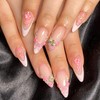 24Pcs 3D Flower Press on Nails Medium Almond French Tip