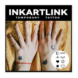INKARTLINK Cell Colored Jagua Tattoo Stickers 2 Weeks Set of 3 Cute Waterproof Tattoo Stickers Tattoo Stickers Long Lasting Temporary Tattoos Trendy Women Men Men Stars Moon Heart Wings