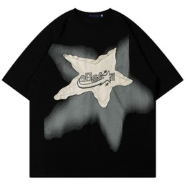Ponitrack Y2K 90s Vintage Oversize Shirts Graphic Tees Mens Womens Y2k Tops Casual Unisex Streetwear (Black,S,Small)