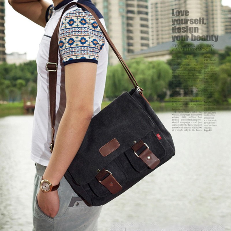 XFLYP Messenger Bag Mens, Men Shoulder Bags Canvas Satchel Cross