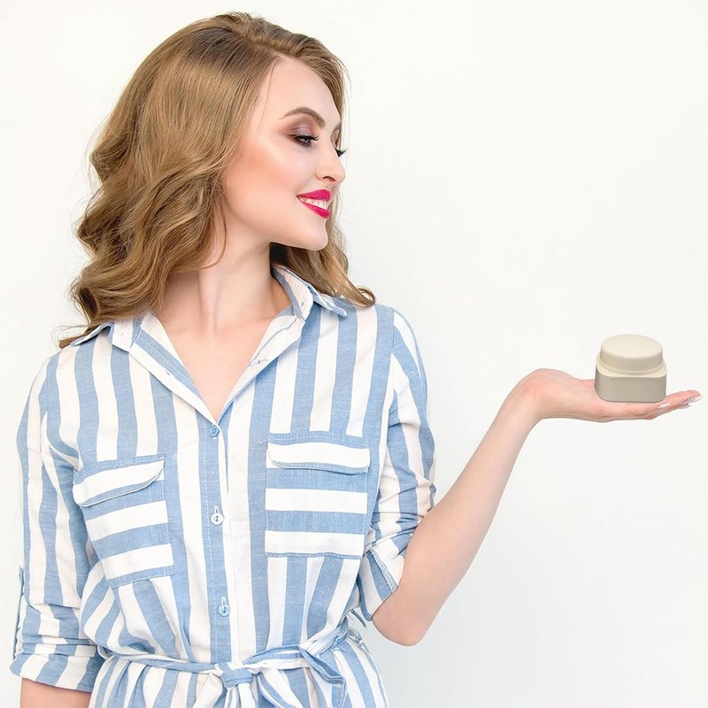 SUKPSY 6 Pcs 5 Gram Beige Refillable Plastic Cosmetic Jars,Empty