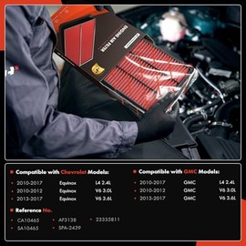 A-Premium - Filtro de aire de motor preengrasado compatible con Chevy/GMC 2010-2017 (Equinox, Terrain), 2.4L 3.0L 3.6L