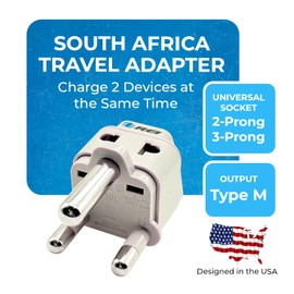 OREI USA to South Africa, Botswana, Namibia & More (Type M) Travel Adapter Plug - 2 in 1 - CE Certified - RoHS Compliant - 4 Pack - White Color (DB-10L-4PK)