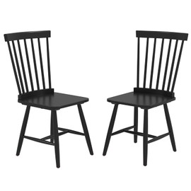 Giantex Windsor Dining Chairs Set of 2 Black, Wood Kitchen Chairs w/Wide Seat & Spindle Back, Max Load 400 Lbs, Country Wooden Dining Room Chairs, Farmhouse Side Chairs for Living Room, Restaurant