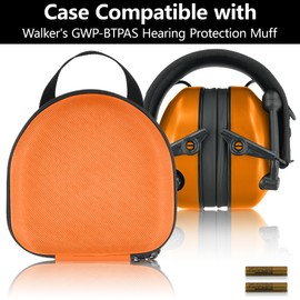 co2CREA Protective Case for Walker's ‎GWP-BTPAS/GWP-SF-PBTM Compact 25dB NRR Collapsible Hunting Shooting Passive Hearing Protection Muff w, Orange Case
