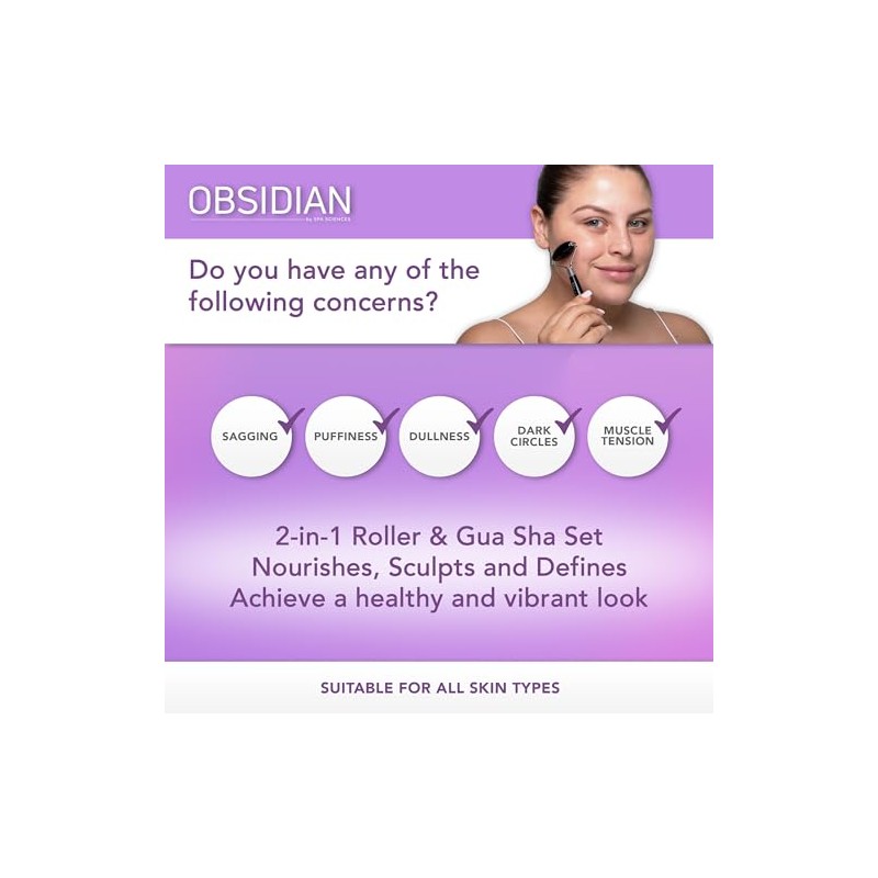 SPA SCIENCES - Obsidian Roller & Gua Sha - Black