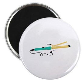 CafePress Curling Iron Hair Styling Tool Magnets 2.25" Round Magnet, Refrigerator Magnet
