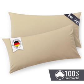 Blumtal Cushion Cover 40 x 60 cm (Set of 2 Pillowcases) – Beige – 100% Cotton Jersey, Oeko-Tex Certified, Pillowcase 40 x 60 cm – Jersey Pillowcase for Cushions 40 x 60 cm with Zip