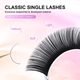 NAGARAKU Eyelash Extension Classic Individual 1:1 Eyelash Volume Individual Eyelashes Natural Semi Permanent Soft Eyelash Accessories Matte Black Single Lash Extension 16 Rows 0.07 mm N Curl 12 mm