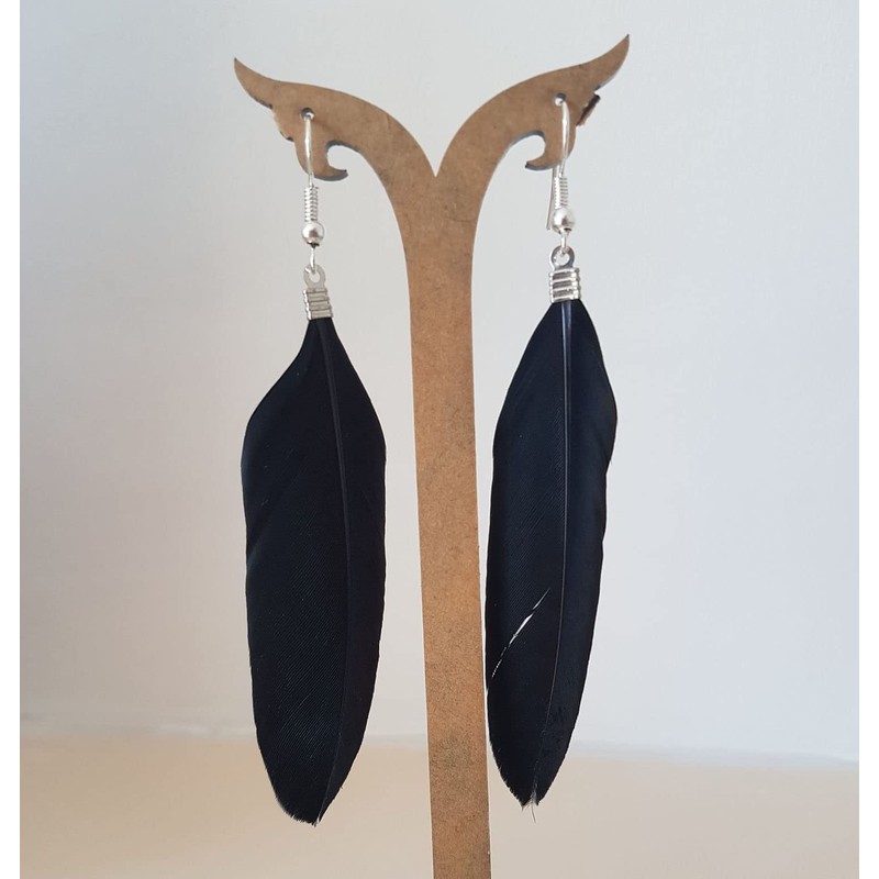 Black Feather Earrings - Handmade