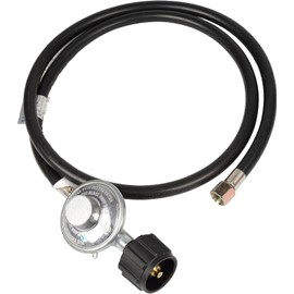 Camplux Low Pressure Propane LPG Tanks Gas Regulator Kit with 5 Feet QCC-1 Hose CSA Certificatedï¼ŒBTU 80000 Max 3/8" Female Flare Nut