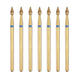 sourcing map 7pcs 120-140 Grits Diamond Grinding Bit 2.3mm Bullet-Head 2.35mm Shank 5mm Length Titanium Plated Stone Sanding Drill Bits Rotary Tool for Nails Grinding Polishing