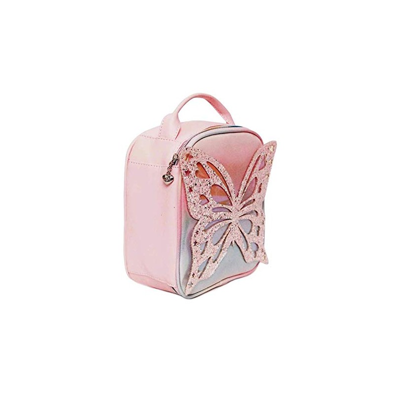 OMG! Accessories B-Fly Glitter Butterfly Insulated Lunch Tote, Pink
