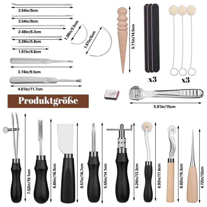 37 Pieces Leather Work Tools, Leather Hand Tools with Edge,