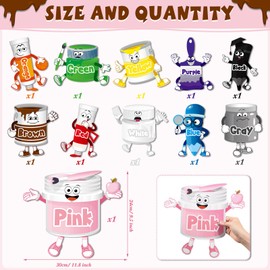 Fulmoon 11 Pcs Color Posters Human Shaped Color Cutouts Bulletin Board Set Learning Color Division Chart Artificial Color Cutouts Chart for Preschool Kindergarten Leaning Studying Classroom Wall Decor