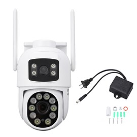 Dual Lens Security Camera 360° Pan Tilt Wireless Surveillance Camera IP66 Waterproof with Two Way Audio Human Detection US Plug 110‑240V
