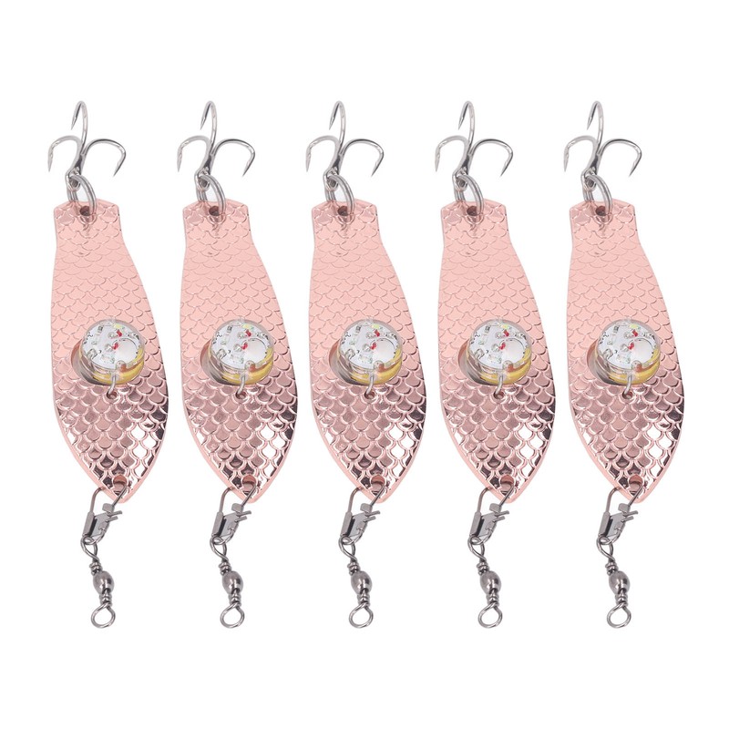 5PCS LED Fishing Lure Light Rustproof Stainless Steel LED Lighted