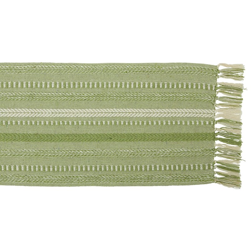 DII Farmhouse Braided Stripe Table Runner Collection, 15x108 (15x113, Fringe