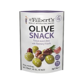 Mr Filbert's Rosemary & Garlic Mixed Olives and Lemon 50g & Oregano Green Olives 50g (One Pack Each)
