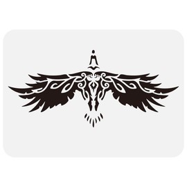 FINGERINSPIRE Odin Raven Painting Large Stencil 8.3x11.7" Viking Raven Drawing Template Reusable Raven Pattern Viking Themes Painting Stencil for Painting on Wall Wood Furniture DIY Home Decor