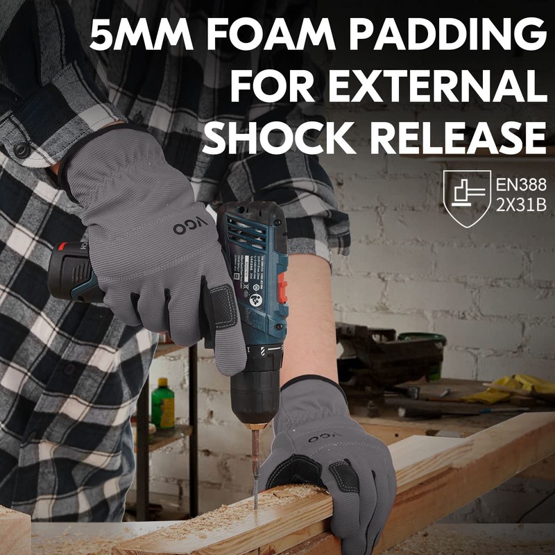 Vgo... Winter Work Gloves Waterproof Touchscreen, Warm Safety Working Gloves