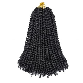 7Packs Passion Twist Hair, 14in Water Wave Crochet Hair Passion Twist Crochet Hair Passion Twist Braiding Hair Extensions Natural Black (14in,1B)